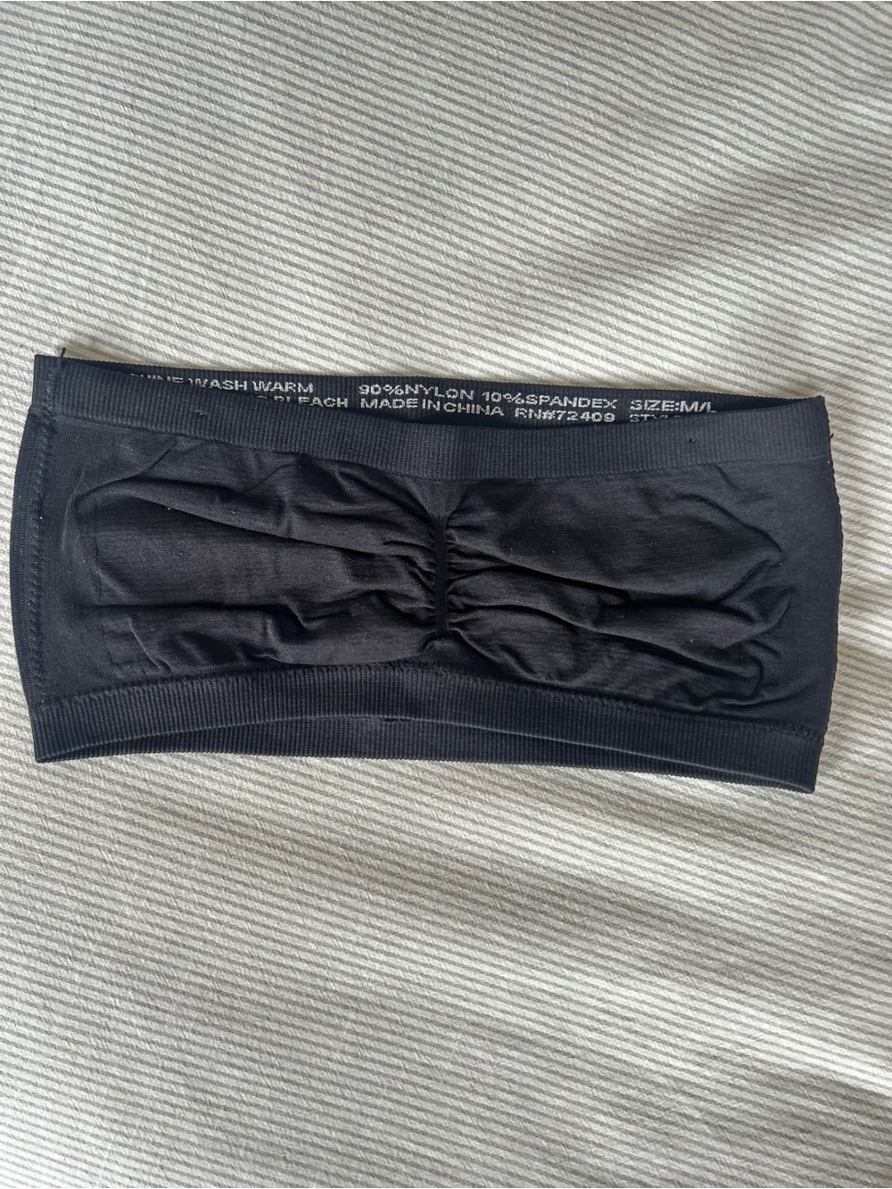 Seamless Black Bandeau with Ruched Front